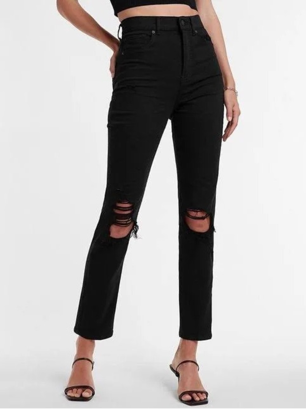 Express Black Ripped Skinny Jeans
